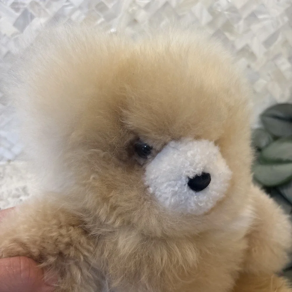 Teddy Bear Handmade 100% Baby Alpaca Wool Cream Tan Unique Stuffed Soft Plush